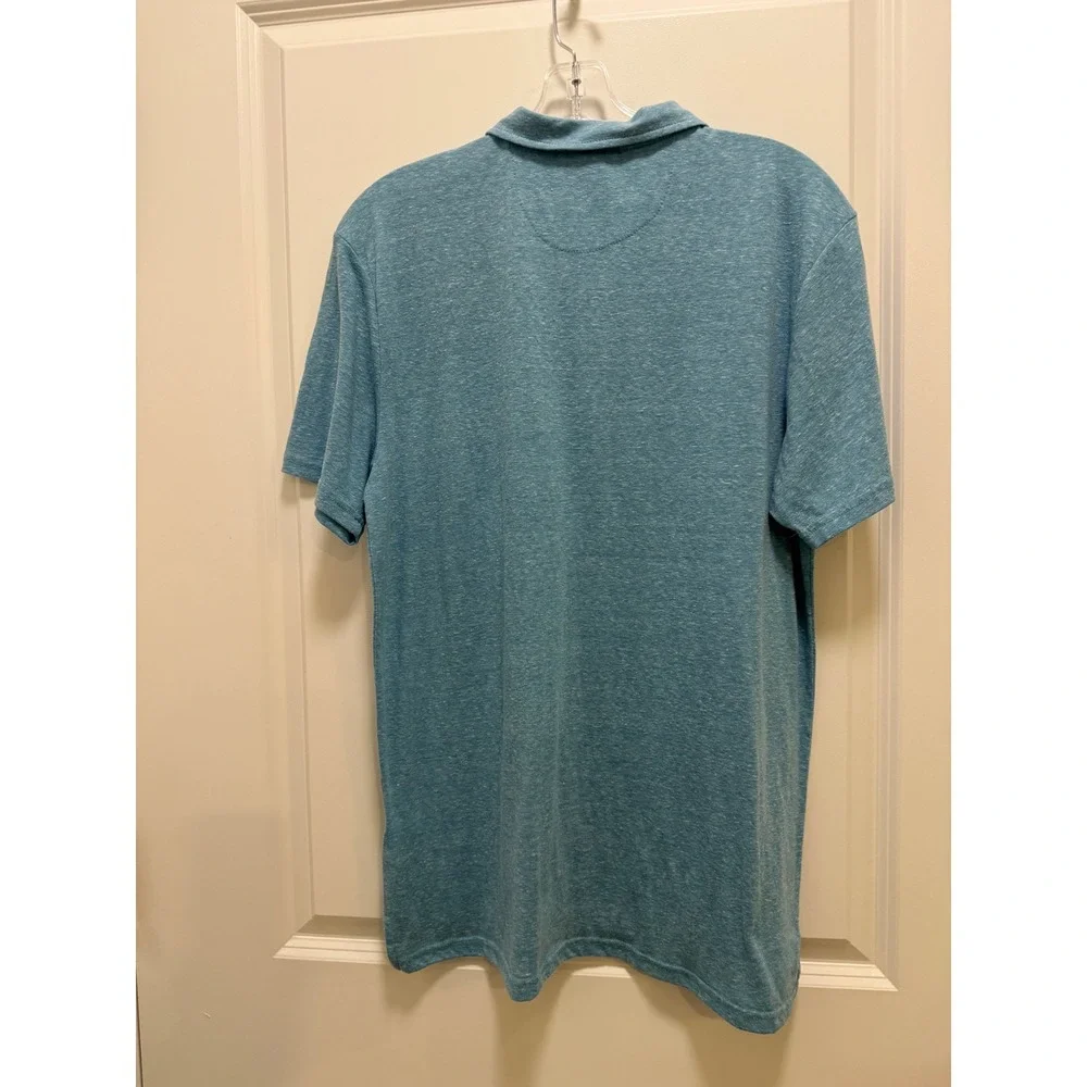 Threads 4 Thought Mens Polo Shirt‎ Medium Blue Heathered Short Sleeve Collared